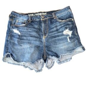 Vanilla Star High‎ Rise Denim Shortie Shorts Women's Size 13 Distressed